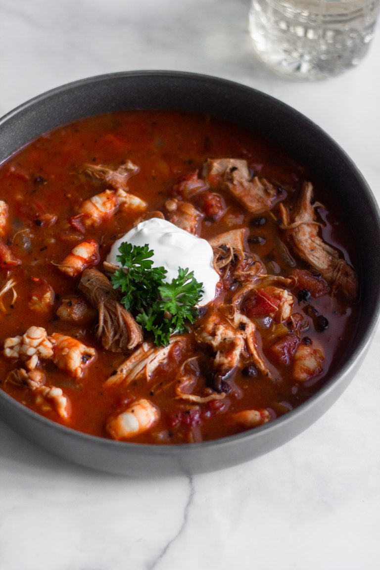 Spicy Black Bean Chicken & Shrimp Stew