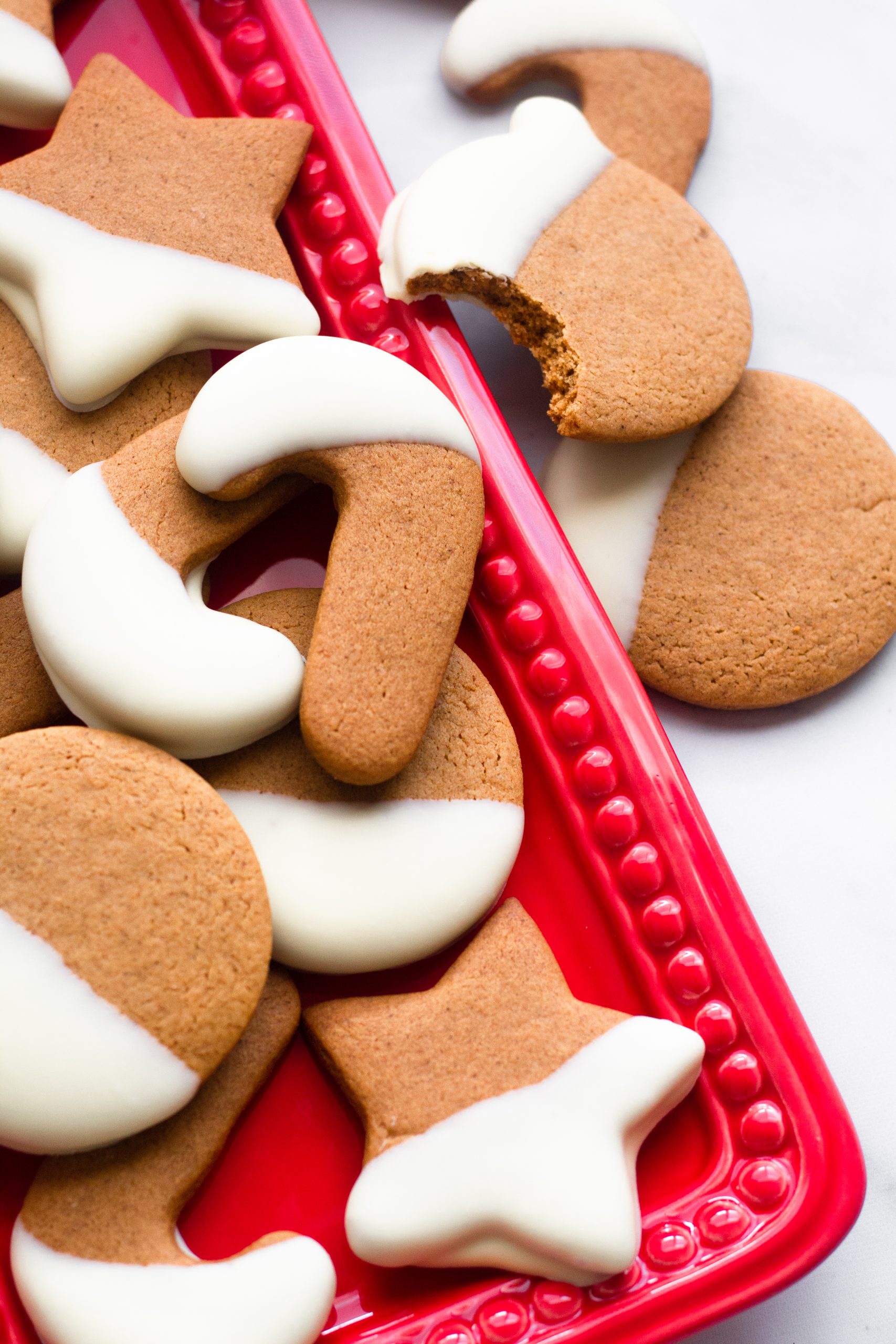 White chocolate dipped gingerbread cookies