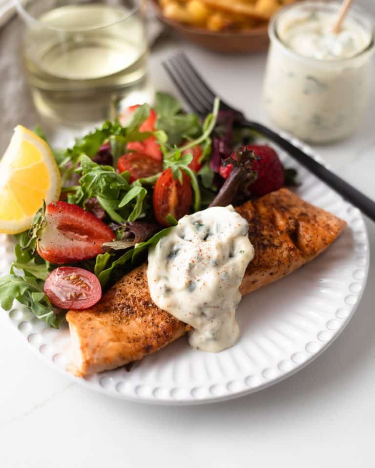 Oven Roasted Salmon with Herb Aioli